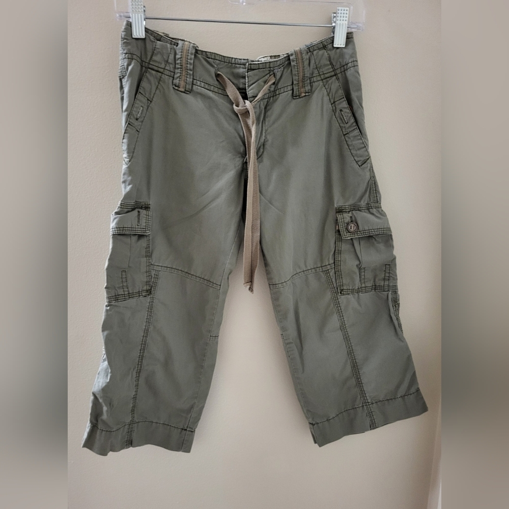 Pac Sun Roxy Paradise Green Khaki Cargo Capri Pants